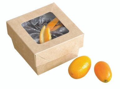 Kraft Kray Boxes with PET Window Lid - 7oz L:2.8in W:2.8in H:1.6in - 250 pcs