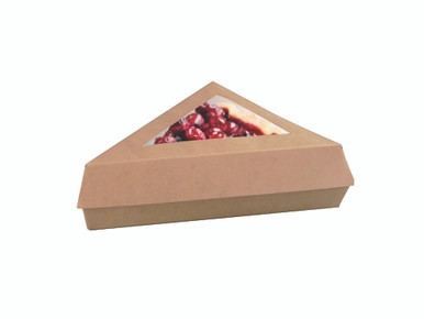 Kraft Slice Box with PE Window Lid - 12oz L:6.6in W:6.6in H:5.1in - 200 pcs