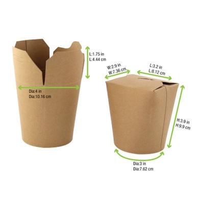 Kraft Take Out Container - 16oz D:3.25in H:3.75in - 500 pcs