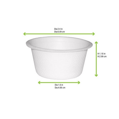 White Sugarcane Souffle / Portion Cup - 2oz D:2.4in - 2000 pcs White Sugarcane Souffle / Portion Cup - 2oz D:2.4in - 2000 pcs