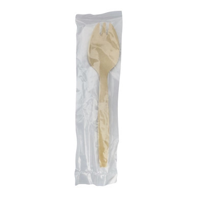 Wooden Spork Individually Wrapped - L:5.7in W:1.75in - 250 pcs
