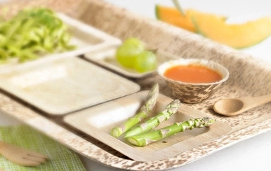 Square Bamboo Leaf Double Layer Plate - L:5.9in W:5.9in H:0.45in - 100 pcs Square Bamboo Leaf Double Layer Plate - L:5.9in W:5.9in H:0.45in - 100 pcs