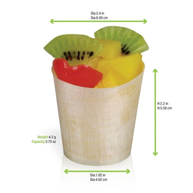 Mini Wooden Cup - D:2.3in H:2.1in - 250 pcs Mini Wooden Cup - D:2.3in H:2.1in - 250 pcs