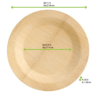 Bamboo Veneer Round Plate - D:11in H:0.55in - 50 pcs Bamboo Veneer Round Plate - D:11in H:0.55in - 50 pcs