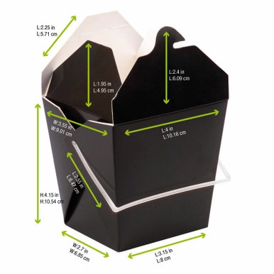 Black Take Out Box with Handle - 32oz L:4.5in W:3.9in H:4.4in - 450 pcs