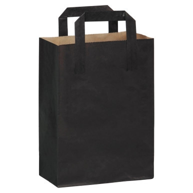 Black Mini Paper Bag with Handle - W:6.9in Gusset:3.5in H:9.1in - 500 pcs
