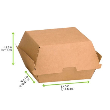 Kraft Burger Box - 16oz L:4.3in W:4in H:3.1in - 300 pcs Kraft Burger Box - 16oz L:4.3in W:4in H:3.1in - 300 pcs