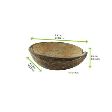 Round coconut bowl without polished - 3-5oz L:4.2in W:3.25in H:1.4in - 100 pcs Round coconut bowl without polished - 3-5oz L:4.2in W:3.25in H:1.4in - 100 pcs