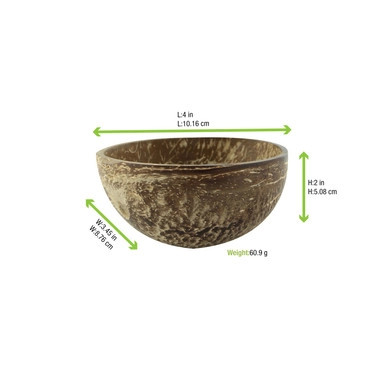 Round coconut bowl without polished - 7-9oz L:4in W:3.45in H:2in - 100 pcs Round coconut bowl without polished - 7-9oz L:4in W:3.45in H:2in - 100 pcs