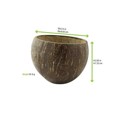 Round coconut bowl without polished - 12-17oz D:3.4in H:2.85in - 48 pcs Round coconut bowl without polished - 12-17oz D:3.4in H:2.85in - 48 pcs