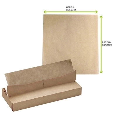 Greaseproof Brown Sheets in Dispenser Box - L:13.8in W:10.6in - 1000 pcs Greaseproof Brown Sheets in Dispenser Box - L:13.8in W:10.6in - 1000 pcs