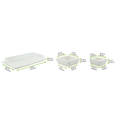 Sugarcane Bento Box Tray with 2 White Window Box Compartments   - 200 VIP Set
