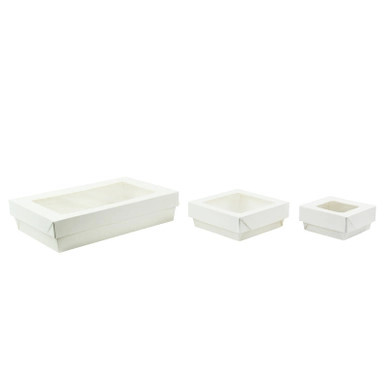 White Rectangular Windox Bento Box with 2 Compartments - 200 VIP Set