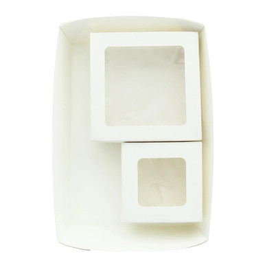 White Rectangular Windox Bento Box with 2 Compartments - 200 VIP Set