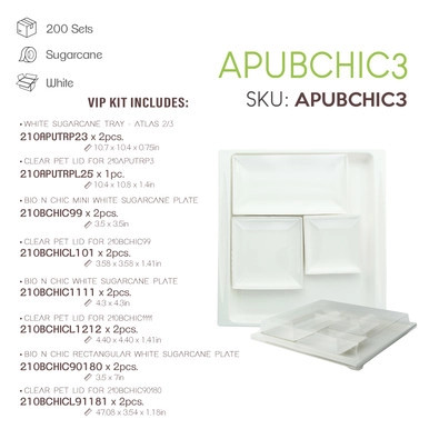 Sugarcane Bento Box Tray with 3 Sugarcane Compartments - 200 VIP Set