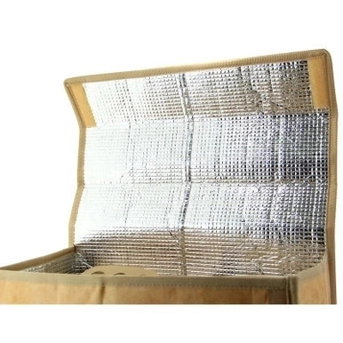 Reusable paper insulated meal bag with handle - W:14in Gusset:7.1in H:7.5in - 12 pcs