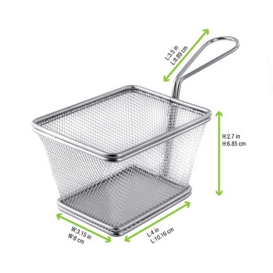 Mini Reusable Stainless Steel Fryer Basket - 12oz L:3.9in W:3.1in H:2.8in - 6 pcs