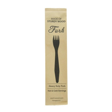 Heavy Weight Wooden Fork Wrapped in Paper Wrapper - L:7.3in - 500 pcs Heavy Weight Wooden Fork Wrapped in Paper Wrapper - L:7.3in - 500 pcs