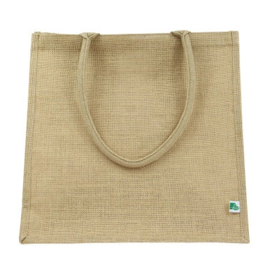 Natural Reusable carrier jute bag with handle - W:15in Gusset:13in H:15in - 20 pcs