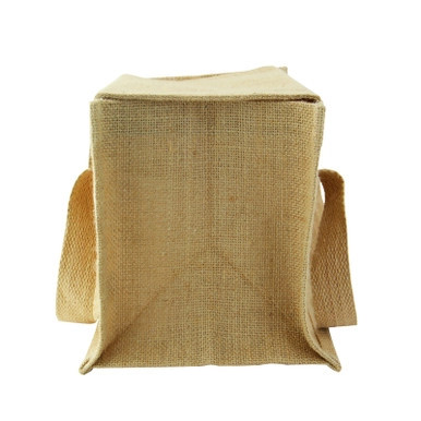 Natural Reusable carrier jute bag with handle - W:14in Gusset:7.1in 7.5in - 20 pcs