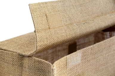 Natural Reusable carrier jute bag with handle - W:14in Gusset:7.1in 7.5in - 20 pcs