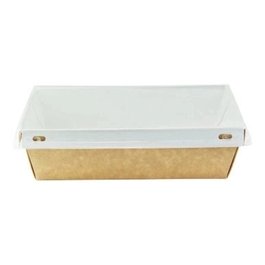 Laminated Kraft Box with Clear PET Lid - 24oz L:6.7in W:5.1in H:1.8in - 100 pcs