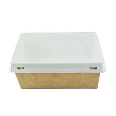Laminated Kraft Box with Clear PET Lid - 24oz L:6.7in W:5.1in H:1.8in - 100 pcs