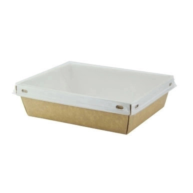 Laminated Kraft Box with Clear PET Lid - 24oz L:6.7in W:5.1in H:1.8in - 100 pcs