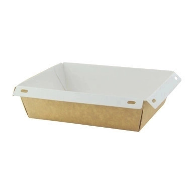Laminated Kraft Box with Clear PET Lid - 24oz L:6.7in W:5.1in H:1.8in - 100 pcs