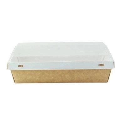 Laminated Kraft Box with Clear PET Lid - 32oz L:7.9in W:5.5in H:2in - 100 pcs