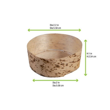 Round Mini Bamboo Leaf Basket - 1.5oz D:2.2in H:0.9in - 1000 pcs
