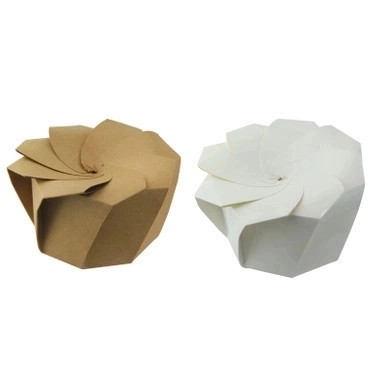 White Paperboard Salad Cup with Origami Folding Lid - 24oz D:4.7in H:3.2in - 100 pcs