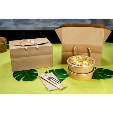 Round Kraft Salad Bucket with PP Lid Included - 40oz D:7.2in H:2.6in - 200 pcs