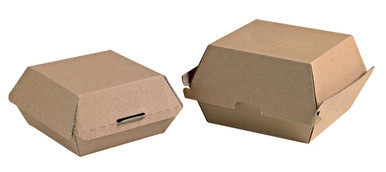 Kraft Corrugated Hamburger Clamshell Take Out Box - 18oz L:5.7in W:5.1in H:3.14in - 500 pcs