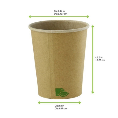 Zen Kraft Recyclable Paper Cup - 4oz D:2.44in H:2.5in - 1000 pcs