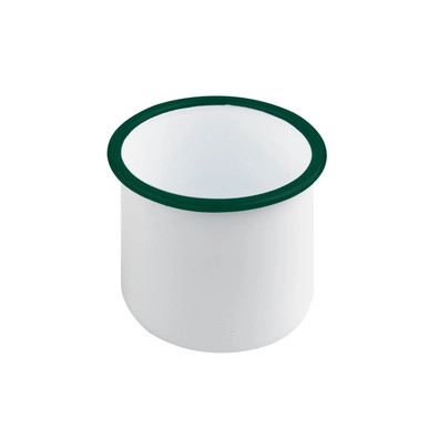 Enamel reusable delipot straight side white w/green rim - 12oz D:3.1in H:3.1in - 12 pcs