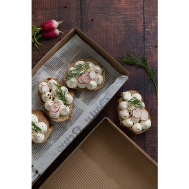 Kraft Paper Tray with Handles - L:12in W:12in H:1.7in - 100 pcs