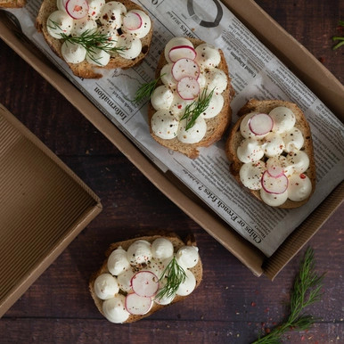 Kraft Paper Tray with Handles - L:15in W:11in H:1.7in - 100 pcs