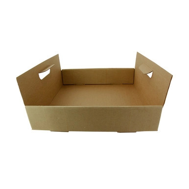 Kraft Paper Tray with Handles - L:13in W:13in H:3in - 100 pcs