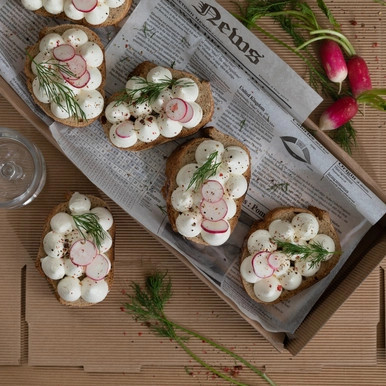 Kraft Paper Tray with Handles - L:13in W:13in H:3in - 100 pcs