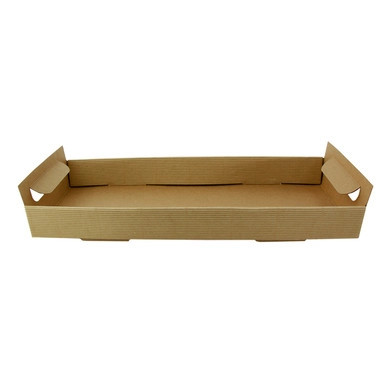 Kraft Paper Tray with Handles - L:15in W:6in H:1.7in - 200 pcs