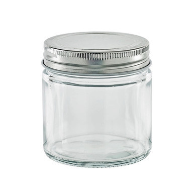 Round reusable jar glass with aluminium cap - 7.4oz D:2.75in W:2.91in H:3.03in - 80 pcs