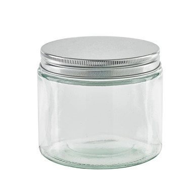 Round reusable jar glass with aluminium cap - 13oz D:3.46in W:3.66in H:3.18in - 50 pcs