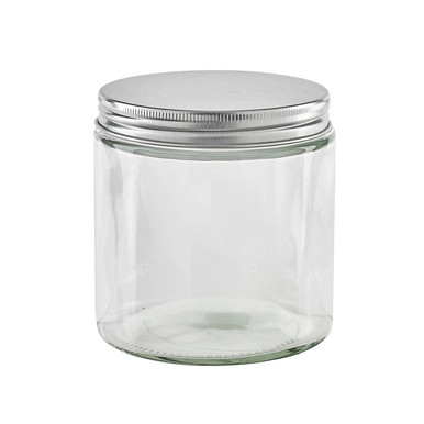 Round reusable jar glass with aluminium cap - 17oz D:3.46in W:3.66in H:3.89in - 40 pcs
