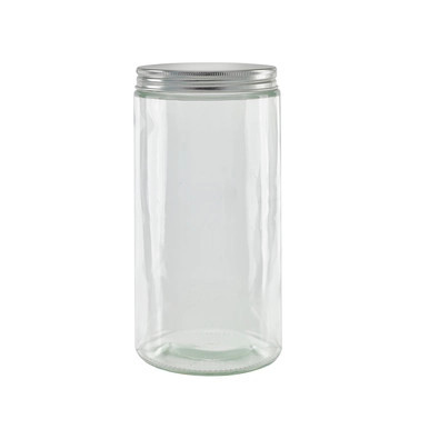 Round reusable jar glass with aluminium cap - 25.3oz D:3.46in W:3.66in H:5.47in - 30 pcs