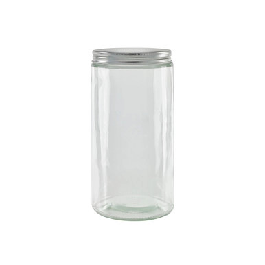 Round reusable jar glass with aluminium cap - 33.8oz D:3.42in W:3.66in H:7.36in - 30 pcs