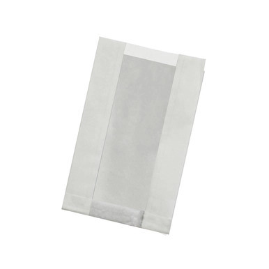 White Kraft Bag with Window Greaseproof - L:8.7in W:5.5in H:2.4in - 1000 pcs