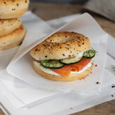 White Kraft Bag Opens 2 Sides Greaseproof - L:9.4in W:9.4in - 1000 pcs