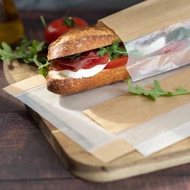 Brown sandwich bag with crystal window - L: 15.74in W: 7.9in H: 2.4 - 1000 pcs