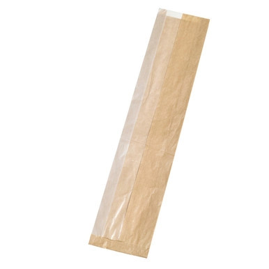 Brown sandwich bag with crystal window - L:22in W:4.3in H:1.9in - 1000 pcs